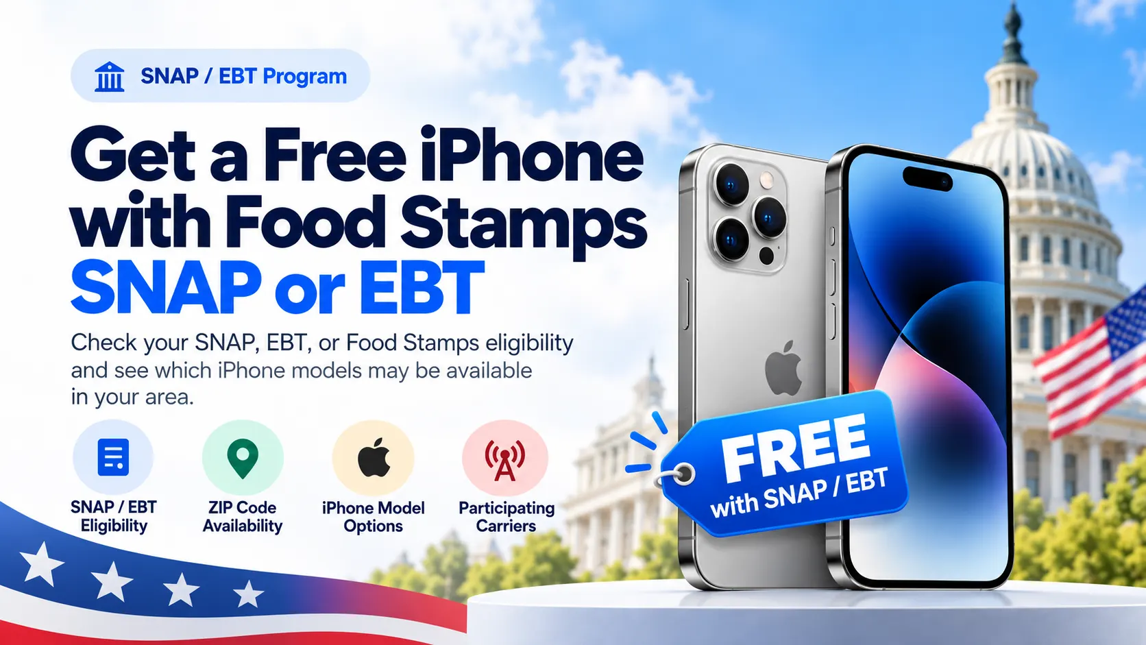 Free iPhone with food stamps, SNAP and EBT Lifeline eligibility illustration