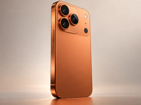 Orange three-camera iPhone 17 series product view